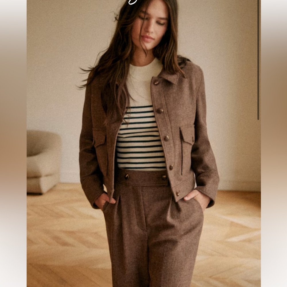 Sezane Terry Jacket in Taupe